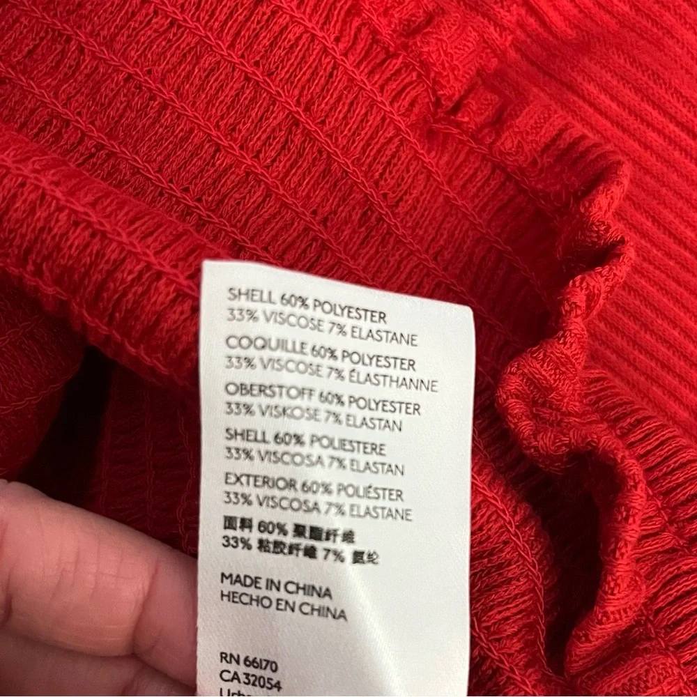 NEW Anthropologie Red smocked long sleeve top